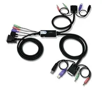 Переключатель ATEN CS-62DUZ-AT, 2 port KVM, (клавиатура USB + мышь USB+DVI), кабели