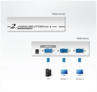 Разветвитель VGA Aten VS-92A, VGA - 2xVGA