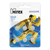 Батарейка LR43 (AG12), Mirex 23702-LR43-E6 блистер 6шт
