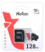 Карта памяти 128Gb Netac P500 ECO NT02P500ECO-128G-R, SD Micro, SDXC Class 10, UHS-I U1, адаптер