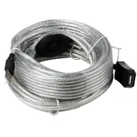 Кабель удлинитель USB2.0 (M) - USB2.0 (F), 15м, VCOM VUS7049-15m, прозрачный