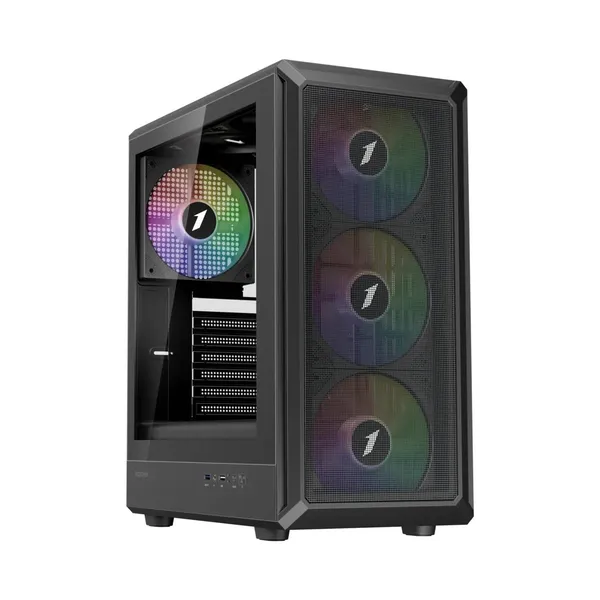 Корпус 1stPlayer AT7 FRGB Black (AT7-BK-4FA1), без БП, ATX
