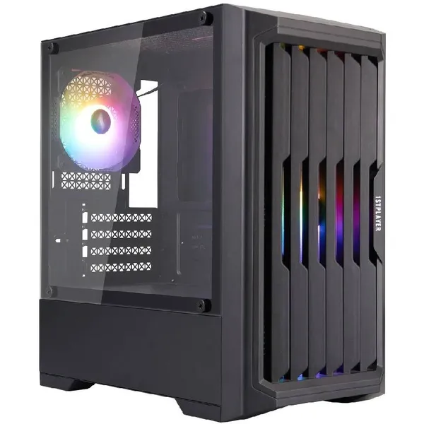 Корпус 1stPlayer BULLET HUNTER H2 Black H2-BK-4F1, без БП, mATX