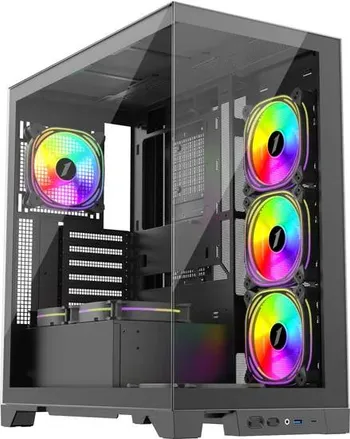 Корпус 1stPlayer Mi8 ARGB Black (MI8-BK-3FC7R-1FC7), без БП, ATX