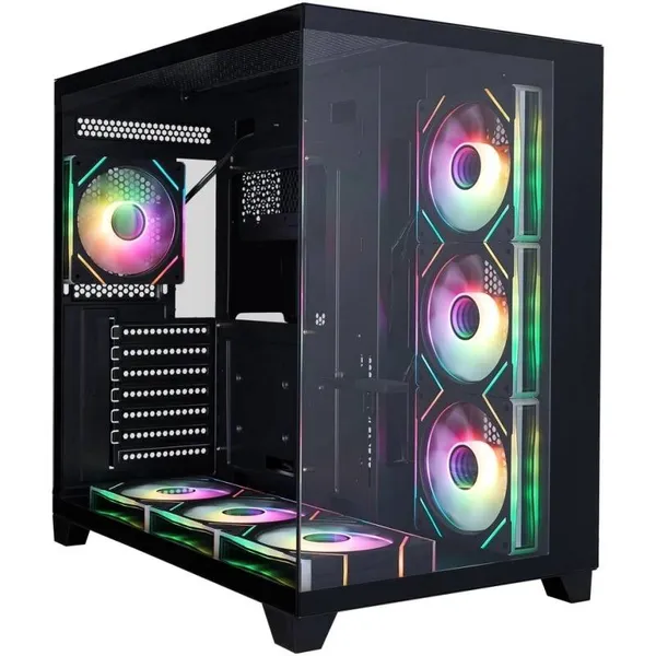 Корпус 1stPlayer MEGAVIEW MV8-TP ARGB Black MV8-TP-BK-6FC7R-1FC7-HUB2, без БП, ATX
