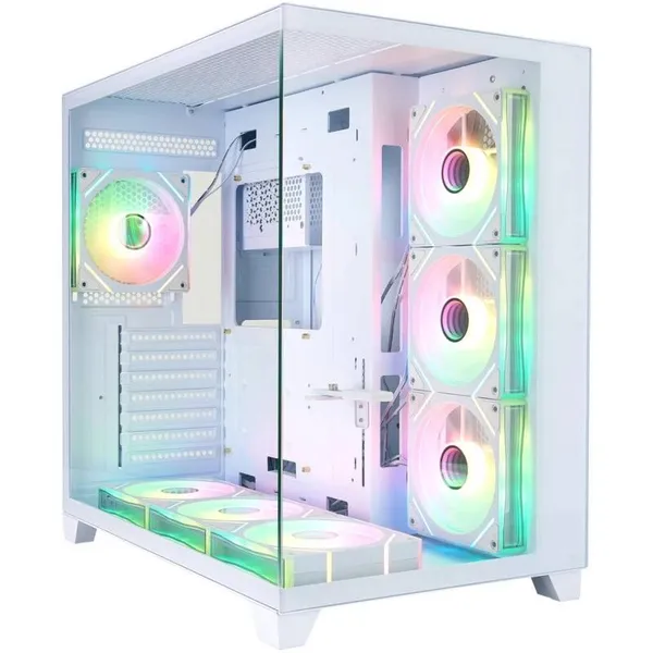 Корпус 1stPlayer MEGAVIEW MV8-TP White MV8-TP-WH-6FC7R-W-1FC7-W-HUB2, без БП, ATX