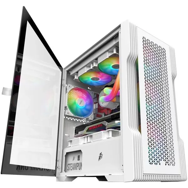 Корпус 1stPlayer Trilobite T3 ARGB White T3-WH-4F7-W, без БП, mATX