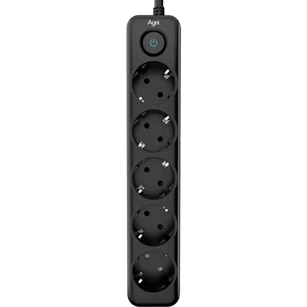 Сетевой фильтр 5м 5 розеток AGNI TP-FD5E-5m-Black, черный