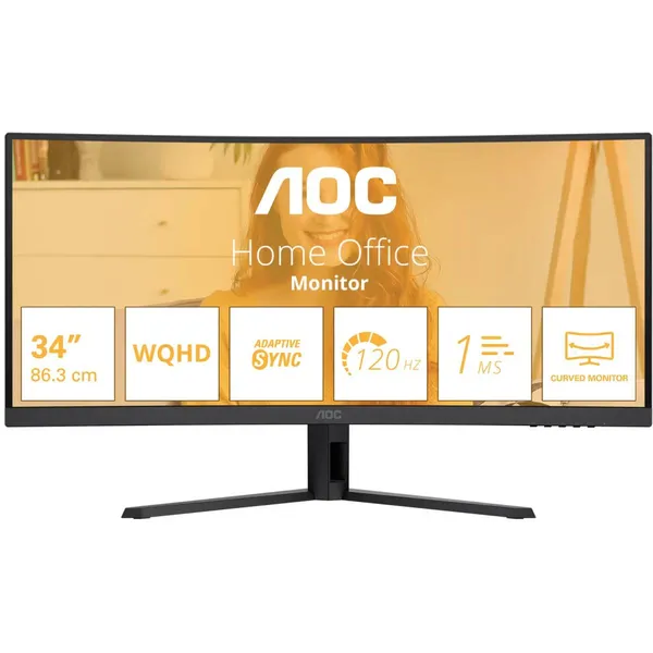 Монитор 34" AOC CU34B3E, 3440x1440, VA, 120Hz, Speakers (HDMI, DP)