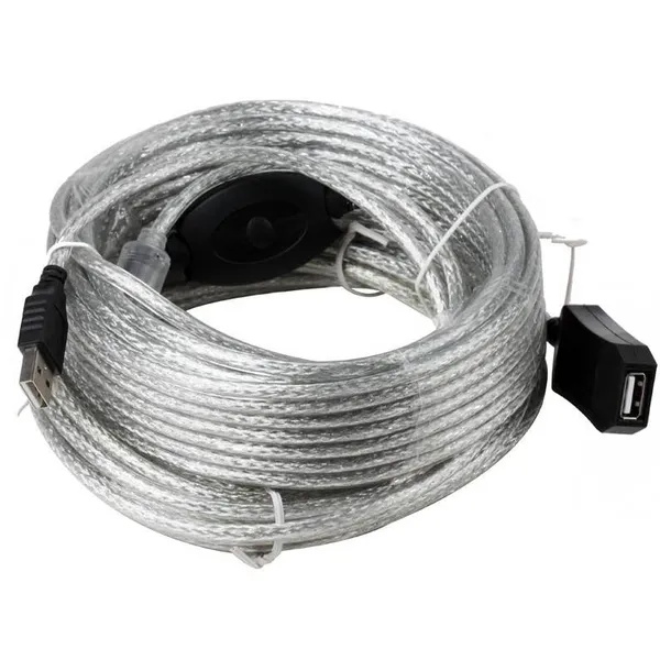 Кабель удлинитель USB2.0 (M) - USB2.0 (F), 15м, Aopen ACU823-15M, активный