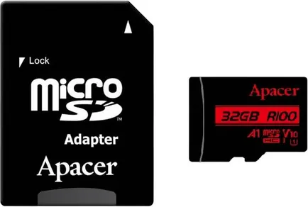 Карта памяти 32Gb Apacer AP32GMCSH10UB-R, SD Micro, SDHC Class 10 + адаптер