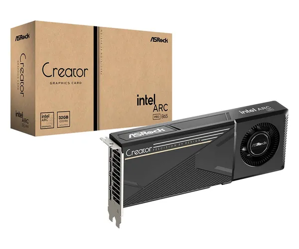 Видеокарта Intel Arc Pro B65, 32Gb GDDR6 256bit, ASRock Arc Pro B65 Creator 32GB (B65 CT 32G), RTL