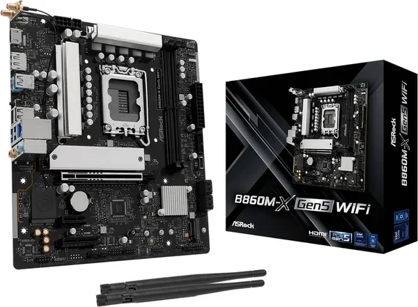 Материнская плата ASRock B860M-X Gen5 WiFi, LGA1851, (HDMI, DP), 2xDDR V, mATX