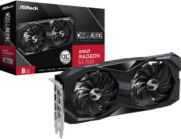 Видеокарта Radeon RX 7600, 8Gb GDDR6 128bit, ASRock Radeon RX 7600 Challenger 8GB OC RX 7600 CL 8GO, RTL