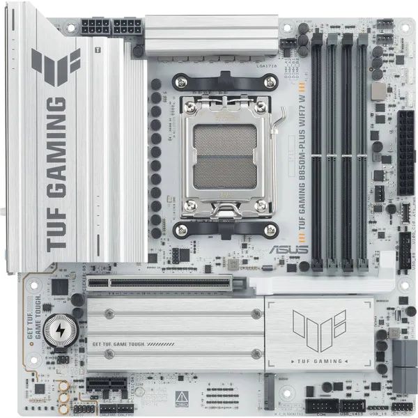 Материнская плата Asus TUF GAMING B850M-PLUS WIFI7 W, AM5, (HDMI, DP), 4xDDR V, mATX