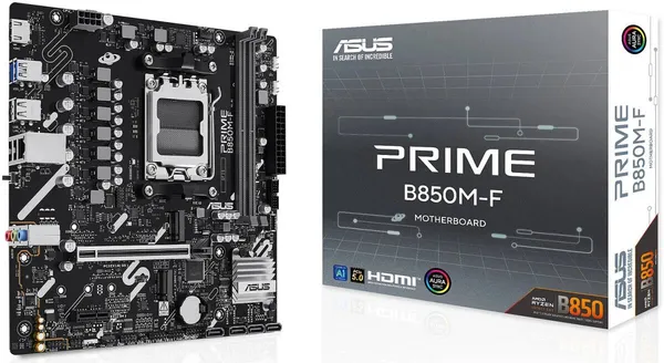 Материнская плата Asus PRIME B850M-F, AM5, (HDMI), 2xDDR V, mATX