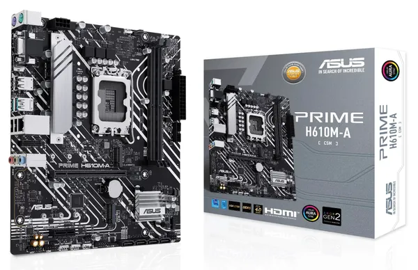 Материнская плата Asus Prime H610M-A-CSM, LGA1700, (VGA, HDMI, DP), 2xDDR V, mATX