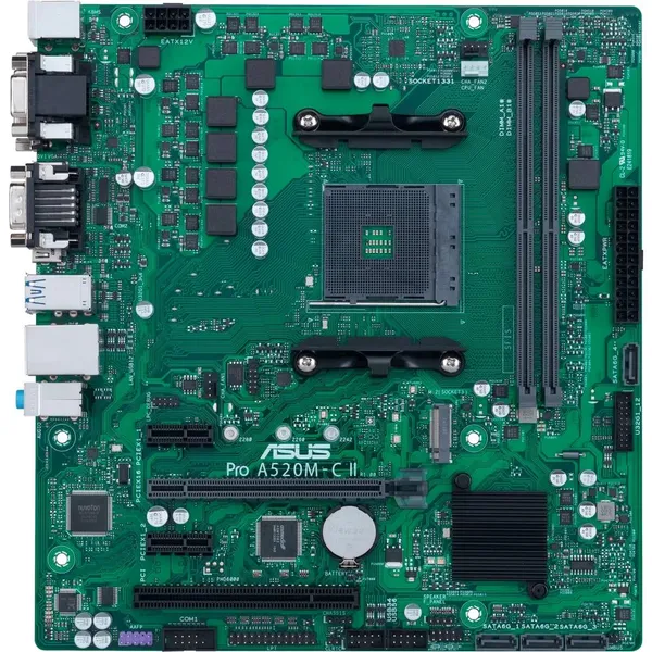 Материнская плата Asus Pro A520M-C II/CSM, AM4, (VGA, DVI, HDMI), 2xDDR IV, mATX