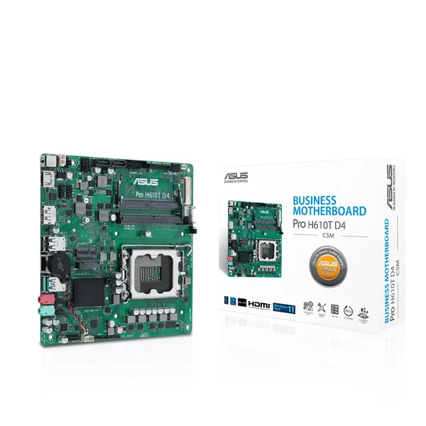 Материнская плата Asus Pro H610T D4-CSM, LGA1700, (HDMI, DP), 2xDDR IV SODIMM, miniITX