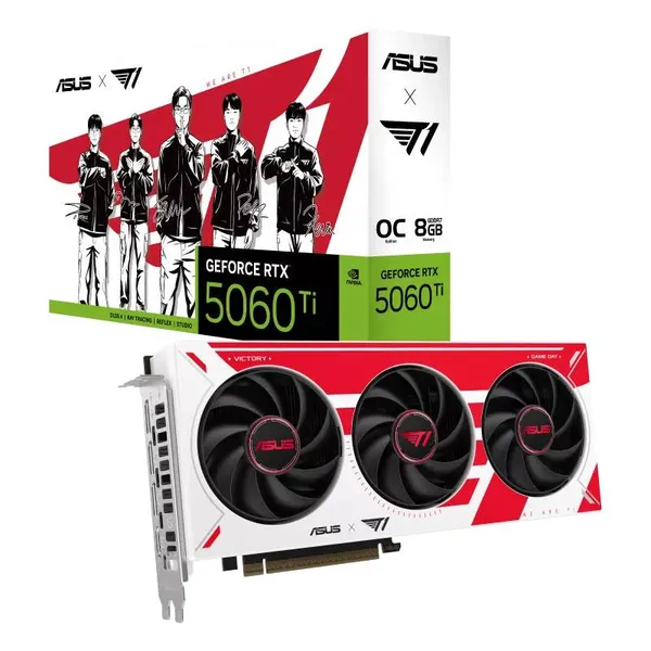 Видеокарта GeForce RTX 5060 Ti, 8Gb GDDR7 128bit, Asus T1 RTX 5060 Ti OC Edition 8G T1-RTX5060TI-O8G-GAMING, RTL