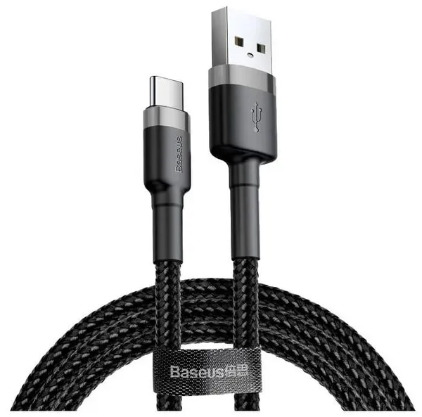 Кабель USB2.0 (M) - USB2.0 Type-C (M), 1м, Baseus CATKLF-BG1, Black/Grey