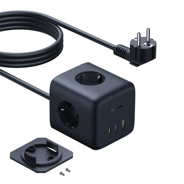 Сетевой удлинитель 1.8м, 2 розетки Baseus EnerFill FA11 Cube Power Strip 00082100123-00 67W, черный (EFMF67-EU)