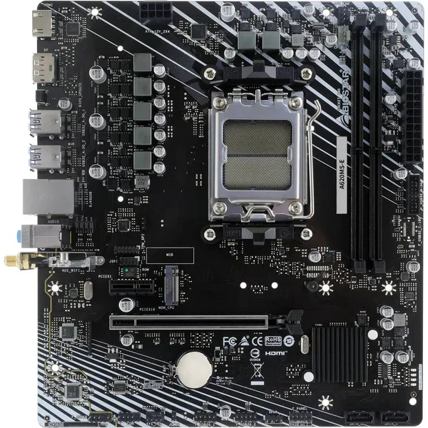 Материнская плата Biostar A620MS-E, AM5, (HDMI, DP), 2xDDR V, mATX