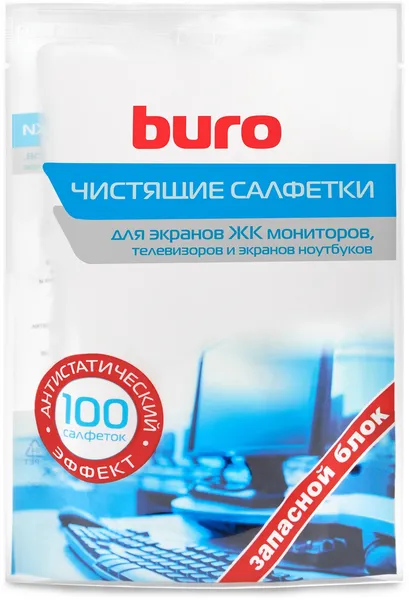 Влажные чистящие салфетки Buro BU-Zscreen, мягкая упаковка 100шт