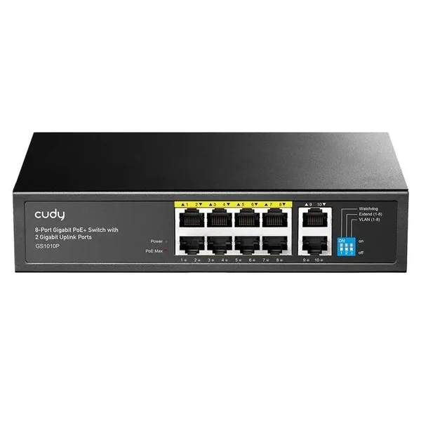 Коммутатор Cudy GS1010P 4.X, 8xLAN 1Gbps, 2xUplink, PoE