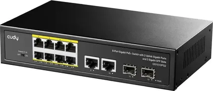 Коммутатор Cudy GS1010PS2, 8xLAN 1Gbps, 2xUplink, 2xSFP, PoE