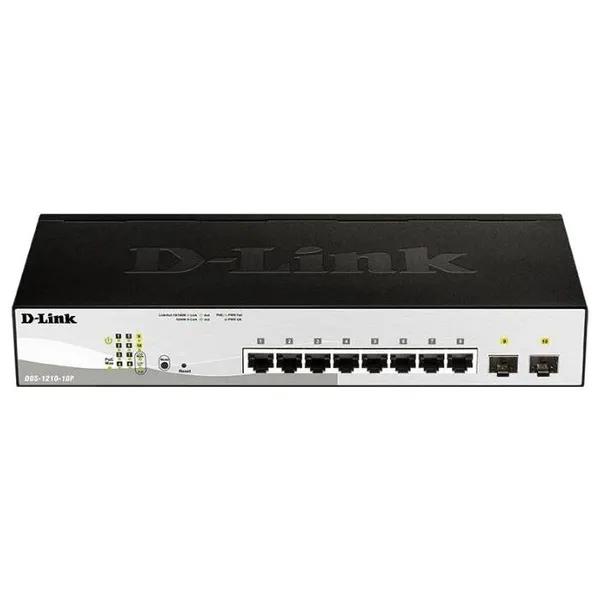 Коммутатор D-Link DGS-1210-10P/FL, 8xLAN 1Gbps, 2 combo 1Gbps/SFP,  PoE
