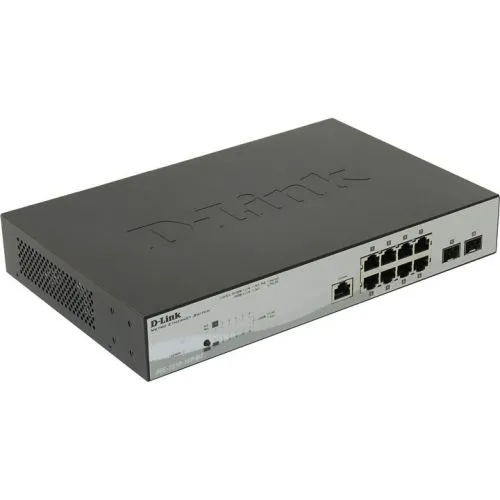 Коммутатор D-Link DGS-1210-10P/ME/B1A, 8xLAN 1Gbps, 2 combo 1Gbps/SFP, PoE