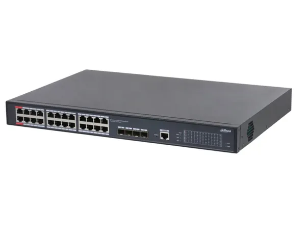 Коммутатор Dahua DH-S5428-24GT4XF-360, 24xLAN 1Gbps, 4xSFP+, PoE