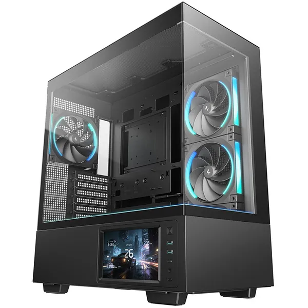 Корпус DeepCool CH690 LCD ARGB Black (R-CH690LCD-BKNNA0D-G), без БП, ATX