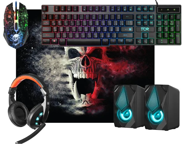 Набор Defender Tor MHP-127 52127 (клавиатура + мышь + гарнитура + колонки + коврик)