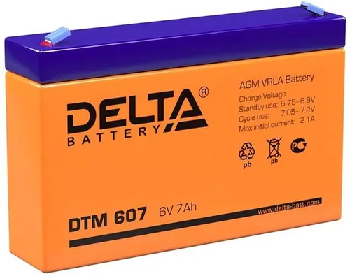 6V / 7Ah, аккумулятор для UPS, Delta DTM 607