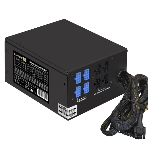Блок питания 500Вт, ExeGate 500PPX EX221641RUS, 80%, APFC, ATX