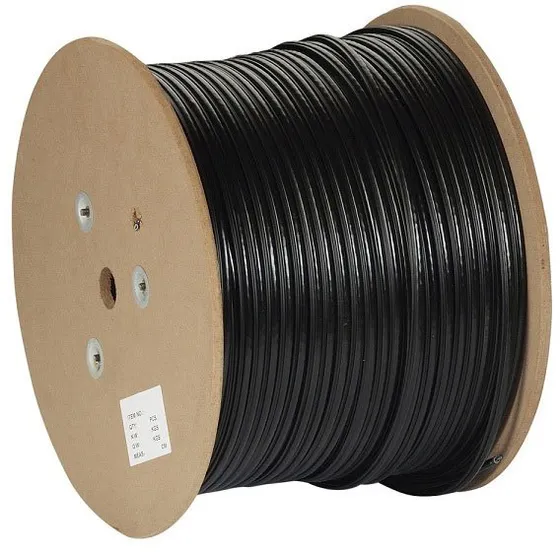 FTP кабель бухта 305м cat.5e ExeGate FUTP4-C5e-CU-S24-SW-OUT-PE-BK-305 EX241488RUS, черный