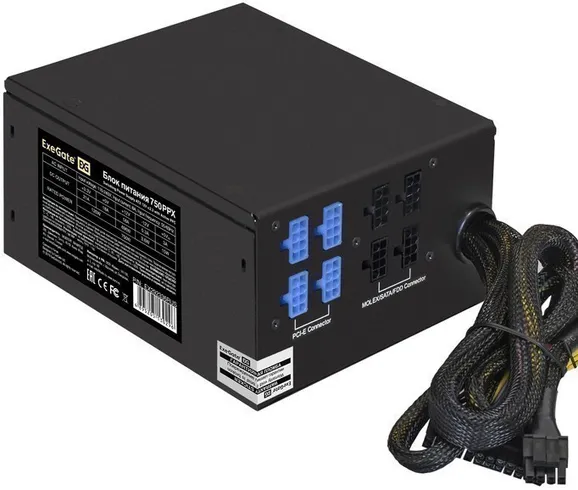 Блок питания 750Вт, ExeGate 750PPX EX292336RUS, 80%, APFC, ATX