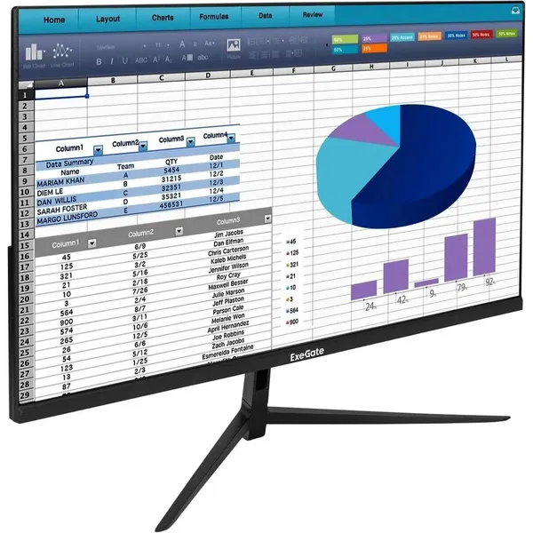 Монитор 23.8" ExeGate EH2407A EX299033RUS, 1920x1080, IPS, 100Hz, Speakers (VGA, HDMI, DP)