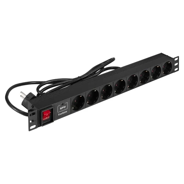 Блок распределения питания ExeGate ServerPro PDU-19H802 Al-8S-EU1.8CU-SW-SPD1 (EX299604RUS)