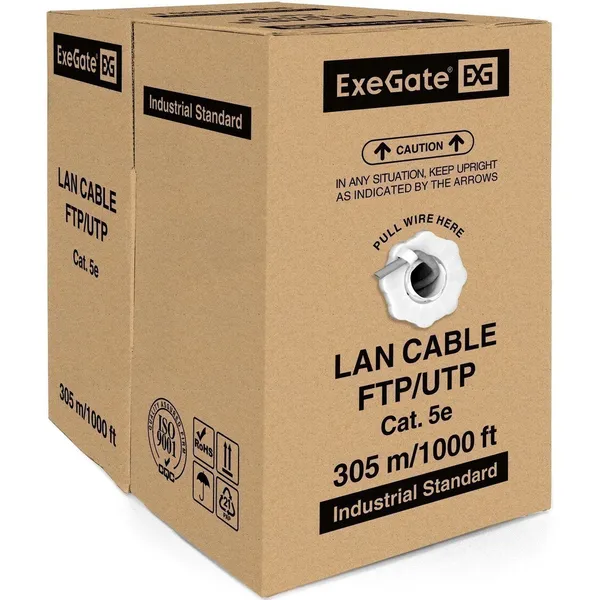 FTP кабель бухта 305м cat.5e ExeGate FUTP4-C5e-CCA-S24-IN-LSZH-OR-305 (EX300624RUS)