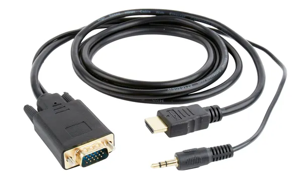 Кабель HDMI (19M) - D-SUB (15M) + Jack3.5 (M), 5м, Gembird/Cablexpert A-HDMI-VGA-03-5M