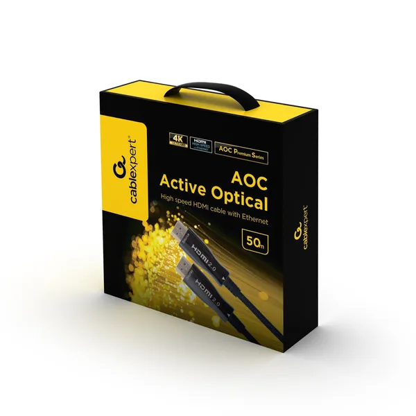 Кабель HDMI (19M) - HDMI (19M), 50м, Gembird/Cablexpert CCBP-HDMI-AOC-50M, черный, 4K/60Hz Активный оптический (AOC)