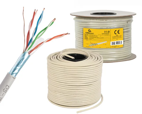 FTP кабель бухта 100м cat.5e Gembird/Cablexpert FPC-5004E-SOL/100, серый