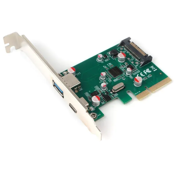 Контроллер USB, Type-C + Type-A, Gembird SPCR-02, PCI-Ex4
