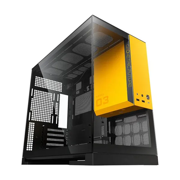 Корпус Geometric Future Model 3 Yellow with fans (1AM3NZBY00110), без БП, mATX