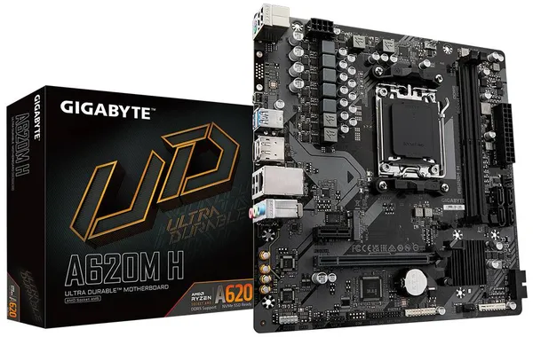 Материнская плата Gigabyte A620M H, AM5, (HDMI, DP), 2xDDR V, mATX