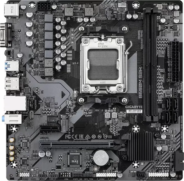 Материнская плата Gigabyte B650M S2H, AM5, (VGA, HDMI, DP), 2xDDR V, mATX (ТОЛЬКО В СОСТАВЕ ПЭВМ)