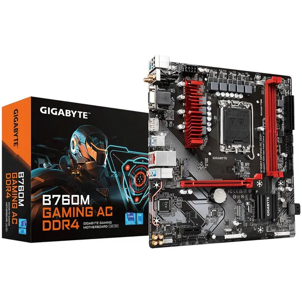 Материнская плата Gigabyte B760M GAMING AC DDR4, LGA1700, (VGA, HDMI, DP), 2xDDR IV, mATX